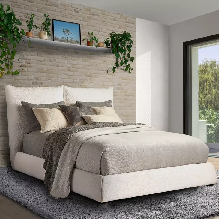 Cumulus Cozy Snow Queen Upholstered Panel Bed