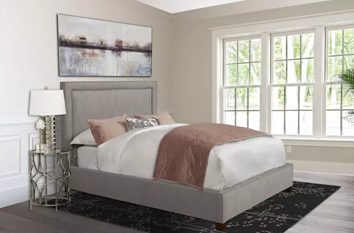 Cody Cork Natural Performance Fabric Queen Upholstered Panel Bed