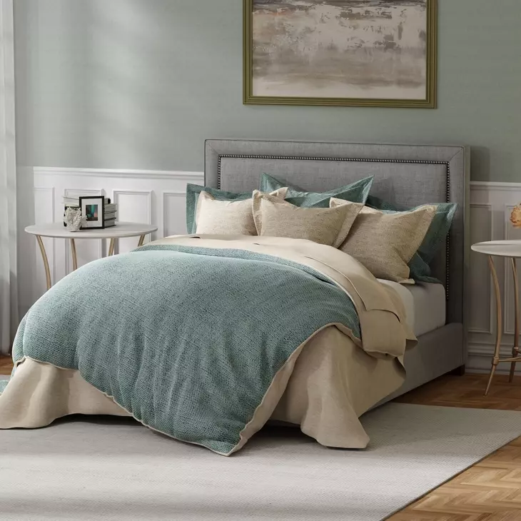 Cody Mineral Gray Performance Fabric Queen Upholstered Panel Bed