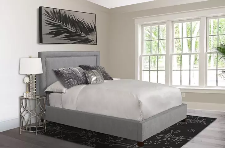 Cody Mineral Gray Performance Fabric Queen Upholstered Panel Bed