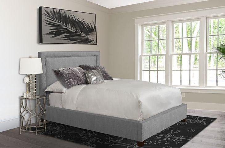 Cody Mineral Gray Performance Fabric King Upholstered Panel Bed