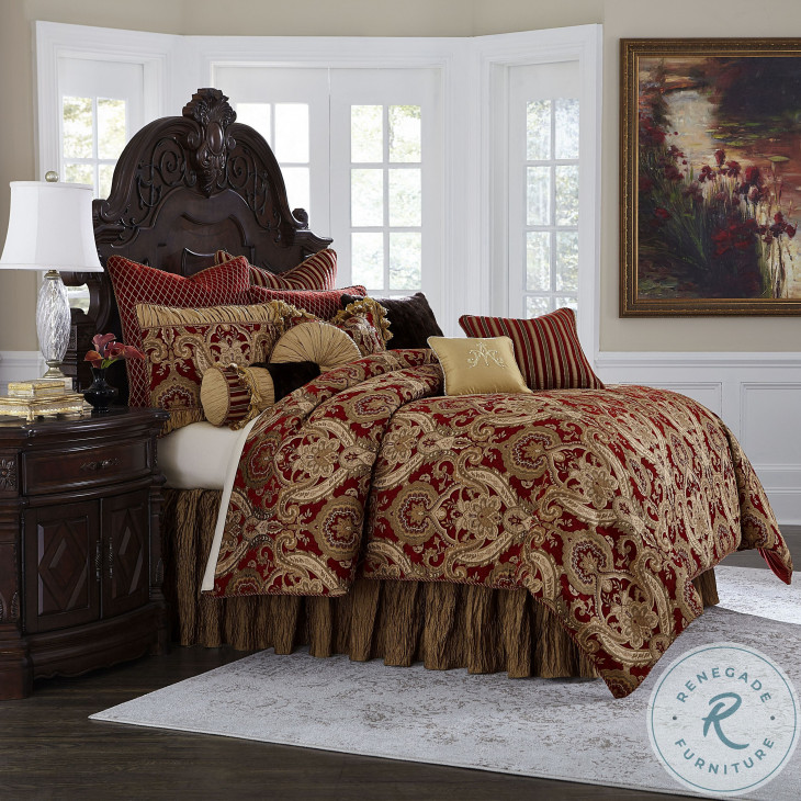 Lafayette Red 13 Piece King Comforter Set from Aico | Coleman Furniture