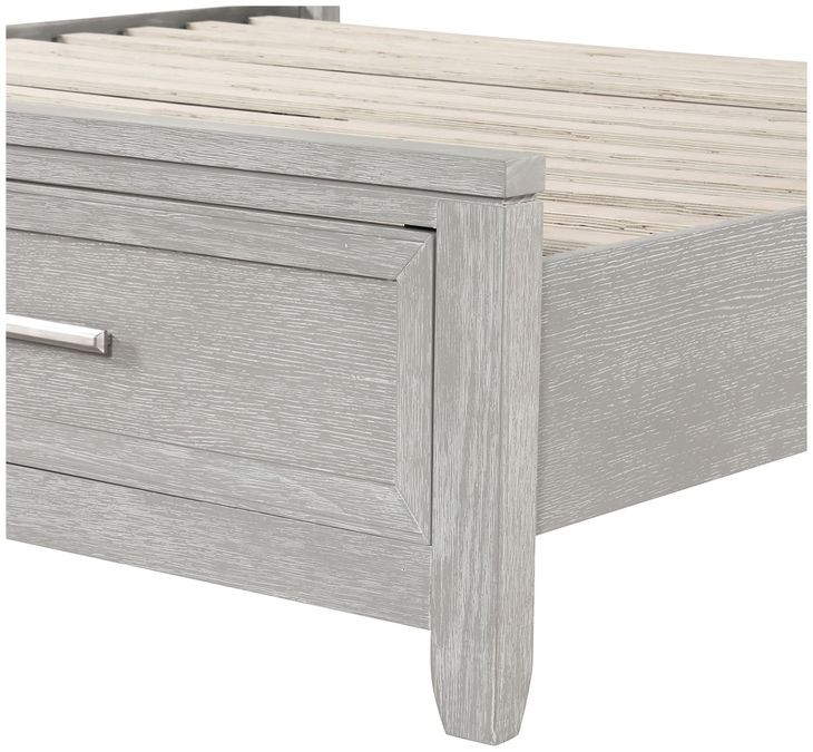 Fiona Mist Gray Queen Upholstered Storage Panel Bed
