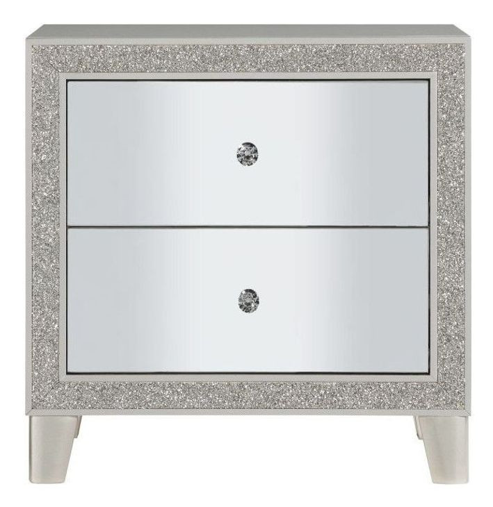 Sliverfluff Silver and Champagne 2 Drawer Nightstand