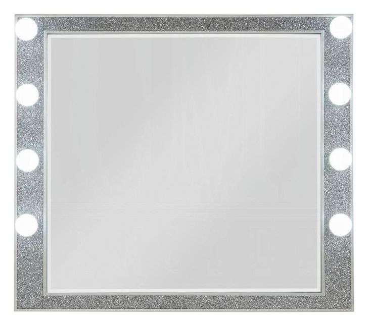 Sliverfluff Silver and Champagne Rectangular Dresser Mirror with LED