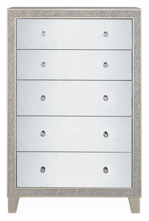 Sliverfluff Silver and Champagne 5 Drawer Chest