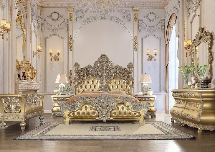 Seville Gold Upholstered Panel Bedroom Set