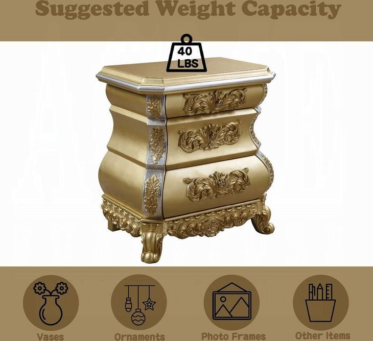 Seville Gold 3 Drawer Nightstand