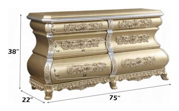 Seville Gold 6 Drawer Dresser