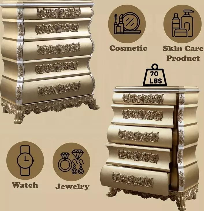 Seville Gold 5 Drawer Chest