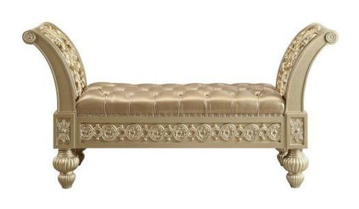 Seville Gold Upholstered 66" Bed Bench with Nailhead Trim
