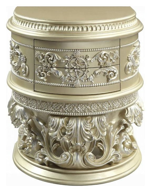 Vatican Champagne Silver 2 Drawer Nightstand