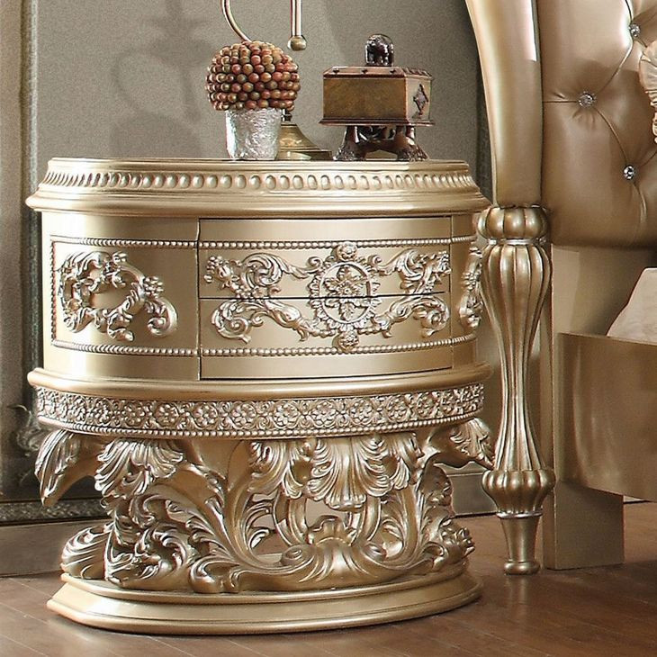 Vatican Champagne Silver 2 Drawer Nightstand