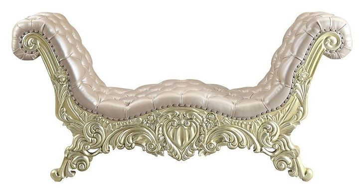 Vatican Light Gold Upholstered 75" Accent Bench with Nailhead Trim
