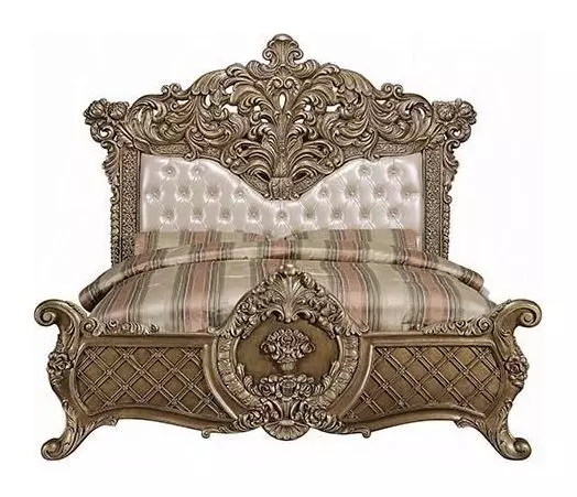 Constantine Light Gold and Brown King Upholstered Panel Bed