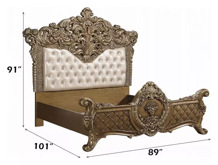 Constantine Light Gold and Brown King Upholstered Panel Bed
