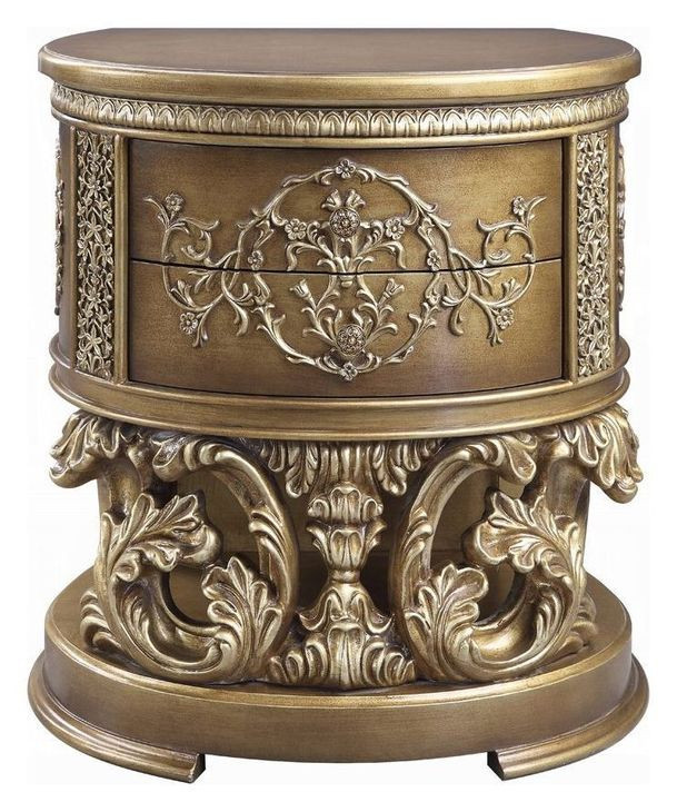 Constantine Brown and Gold 2 Drawer Nightstand
