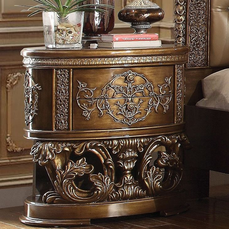 Constantine Brown and Gold 2 Drawer Nightstand