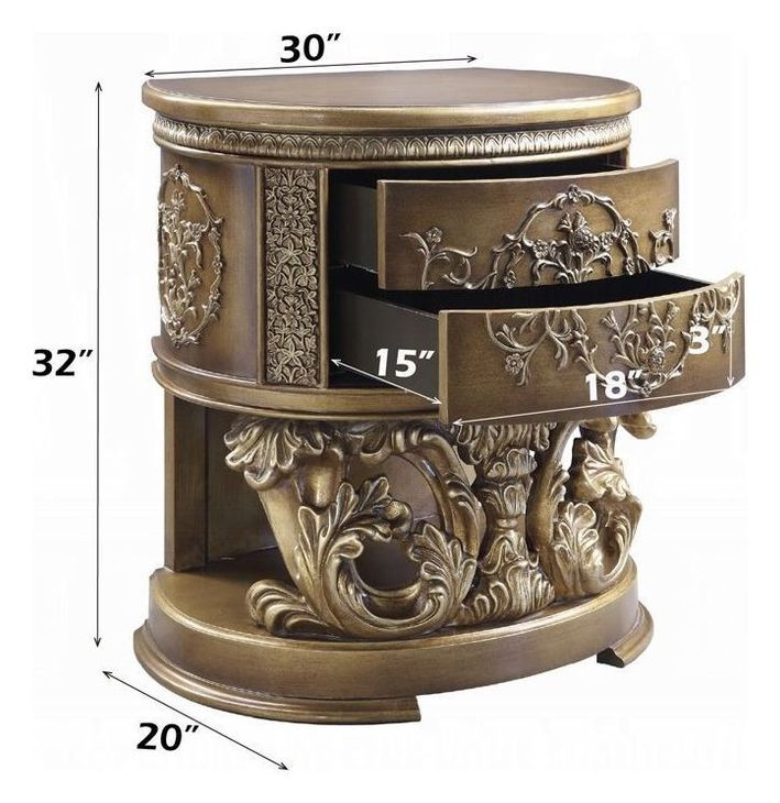 Constantine Brown and Gold 2 Drawer Nightstand