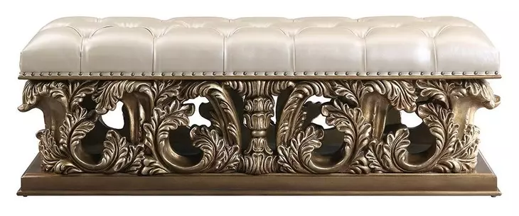 Constantine Light Gold Upholstered 64" Bed Bench with Nailhead Trim