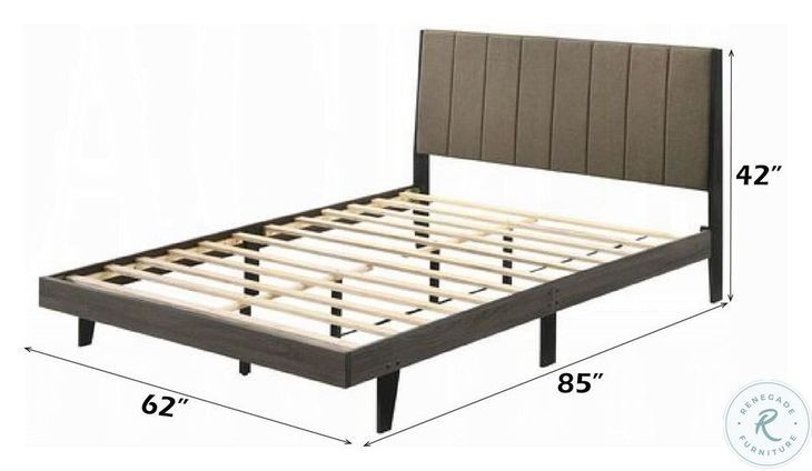 Valdemar Brown Fabric and Weathered Gray Queen Upholstered Bed