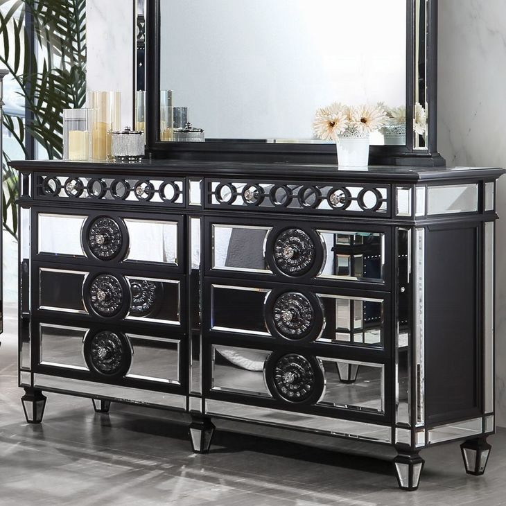 Varian II Black and Silver 8 Drawer Dresser