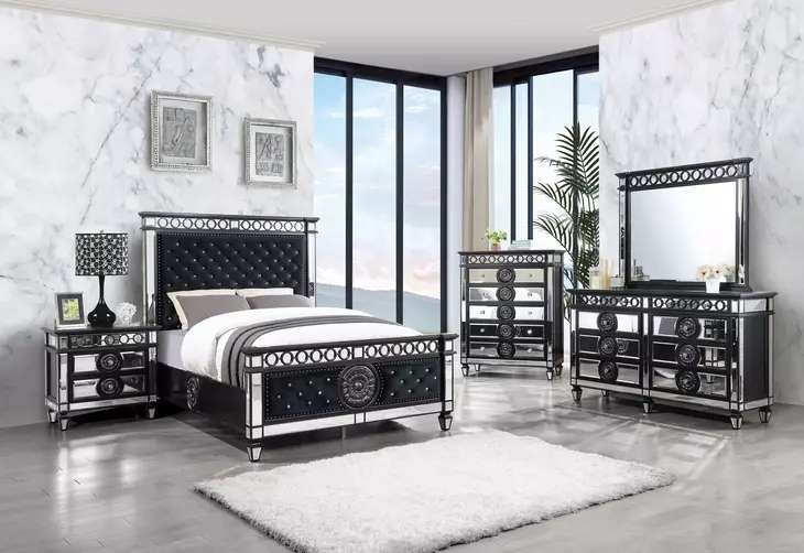 Varian II Black and Silver 8 Drawer Dresser