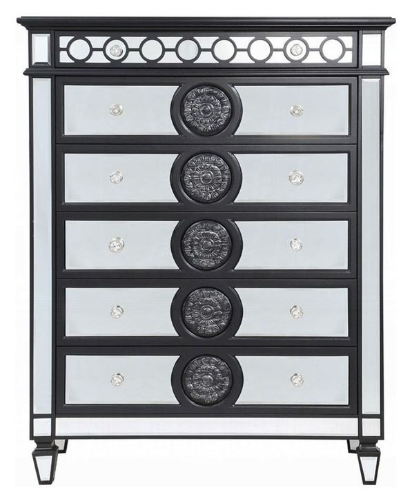 Varian II Black and Silver 5 Drawer Chest