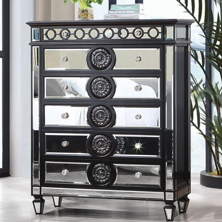 Varian II Black and Silver 5 Drawer Chest