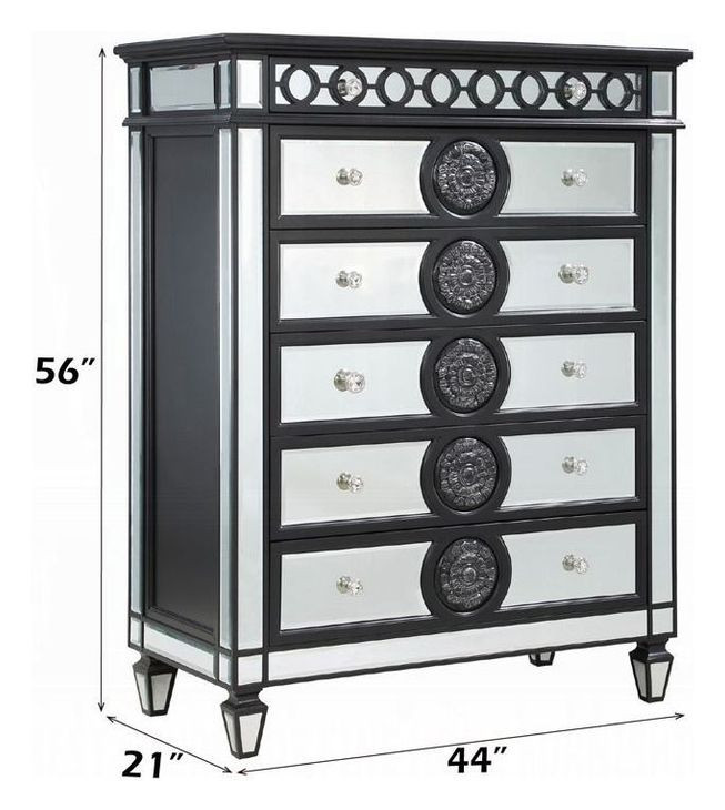 Varian II Black and Silver 5 Drawer Chest