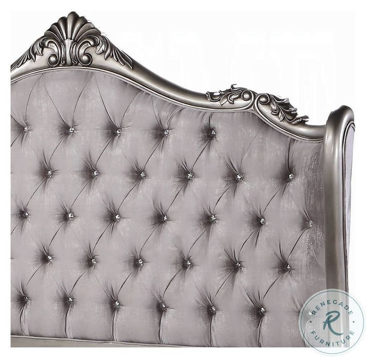 Ariadne Velvet and Antique Platinum Queen Upholstered Bed