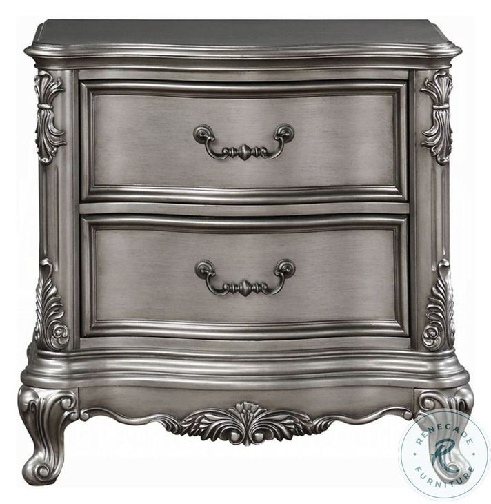 Ariadne Antique Platinum 2 Drawer Nightstand