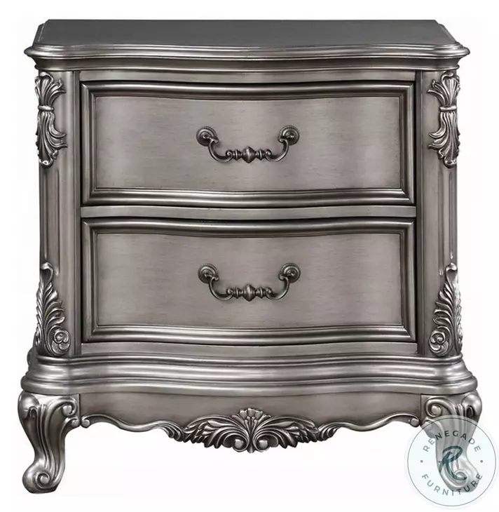 Ariadne Antique Platinum 2 Drawer Nightstand