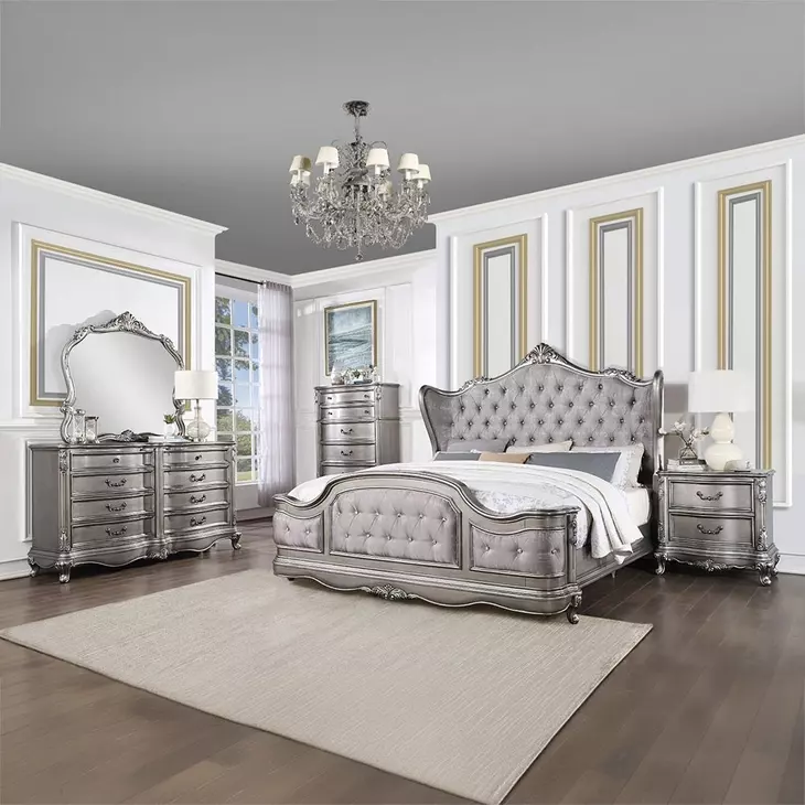 Ariadne Antique Platinum Arched Dresser Mirror