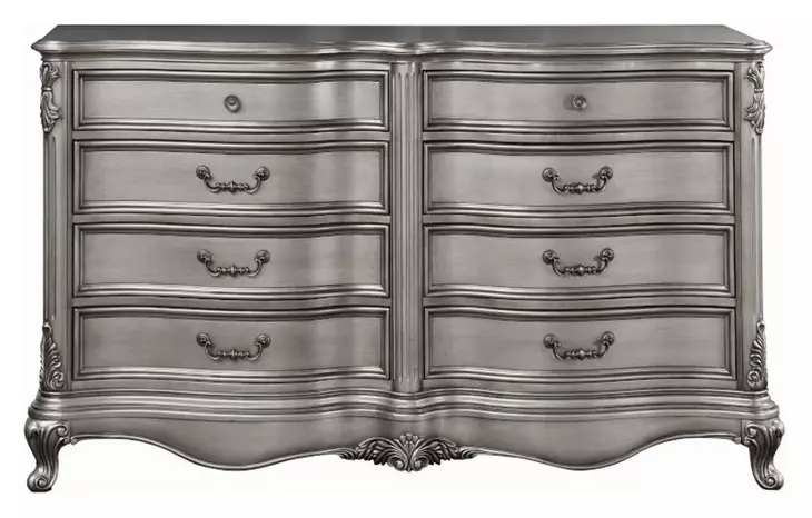 Ariadne Antique Platinum 8 Drawer Dresser