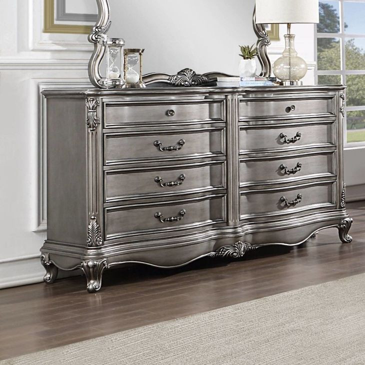Ariadne Antique Platinum 8 Drawer Dresser