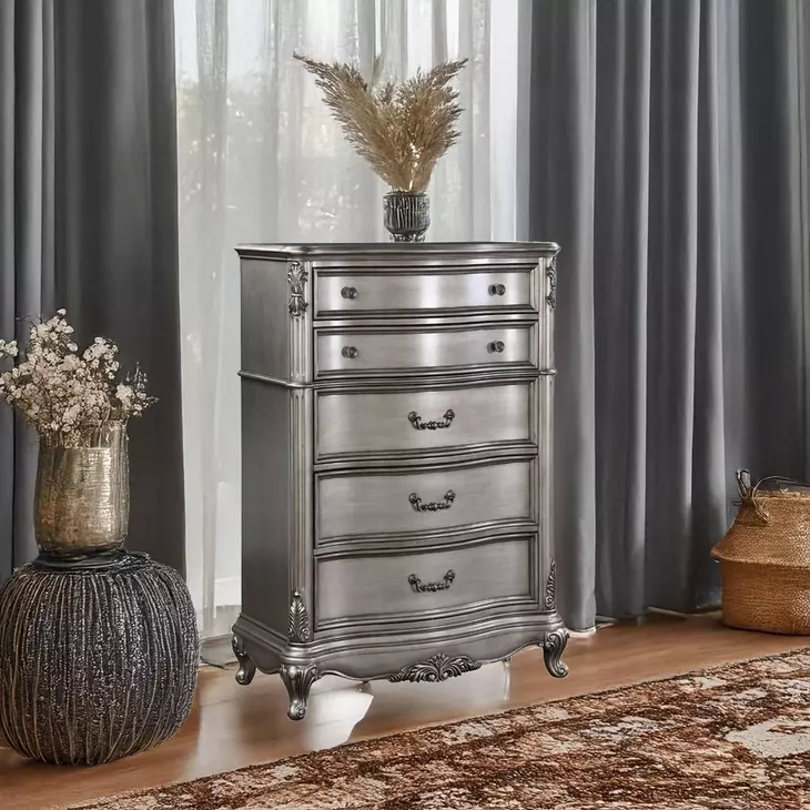 Ariadne Antique Platinum 5 Drawer Chest