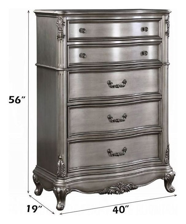 Ariadne Antique Platinum 5 Drawer Chest