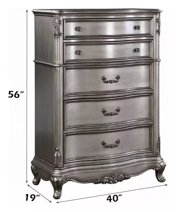 Ariadne Antique Platinum 5 Drawer Chest