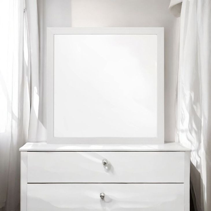 Casilda White Square Dresser Mirror