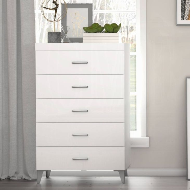 Casilda White 5 Drawer Chest