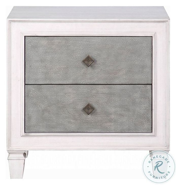 Katia Rustic Gray and Weathered White 2 Drawer Nightstand