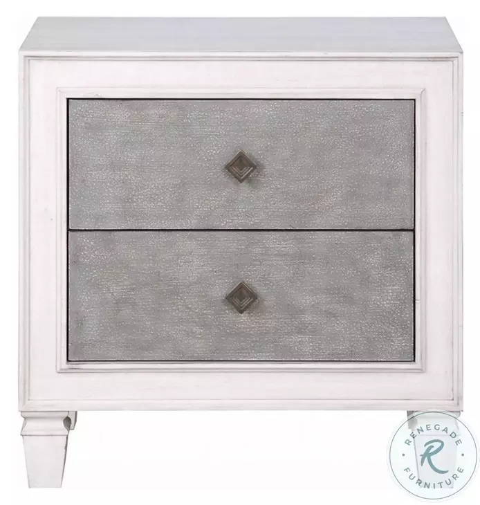 Katia Rustic Gray and Weathered White 2 Drawer Nightstand