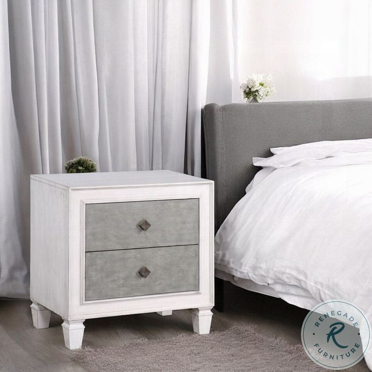Katia Rustic Gray and Weathered White 2 Drawer Nightstand