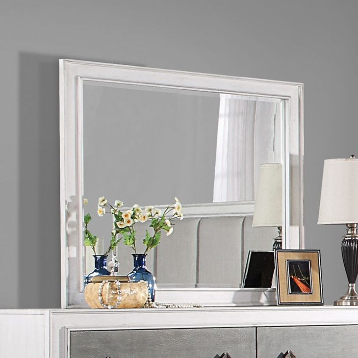 Katia Weathered White Rectangular Dresser Mirror