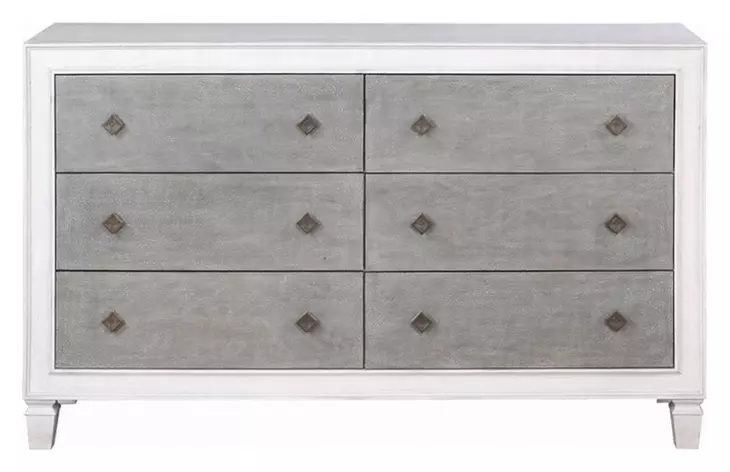 Katia Rustic Gray and Weathered White 6 Drawer Dresser