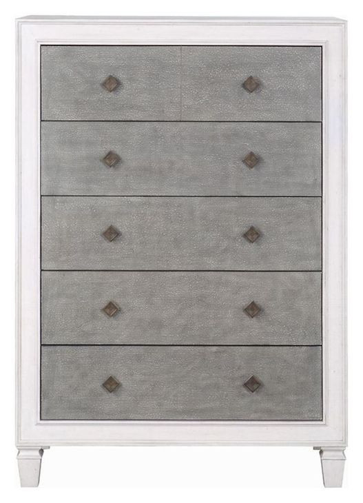 Katia Rustic Gray and Weathered White 5 Drawer Chest