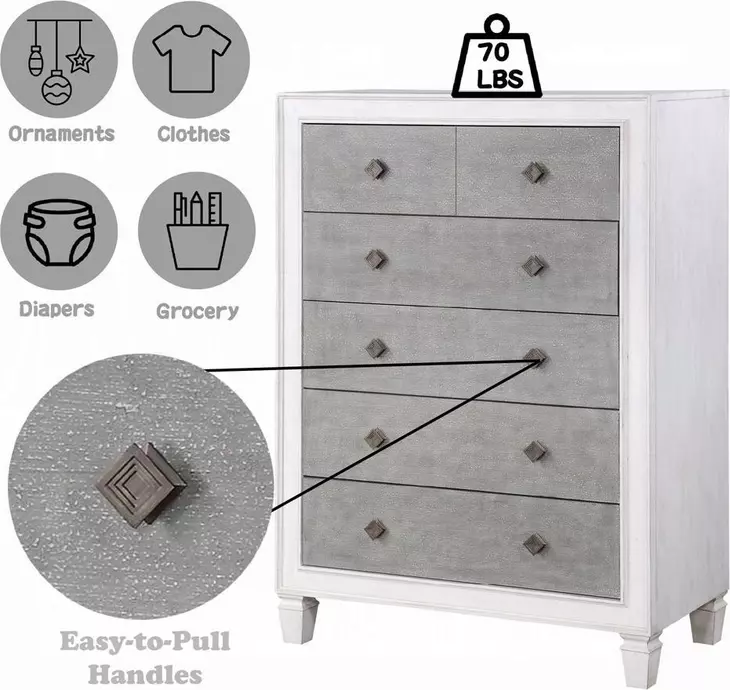 Katia Rustic Gray and Weathered White 5 Drawer Chest