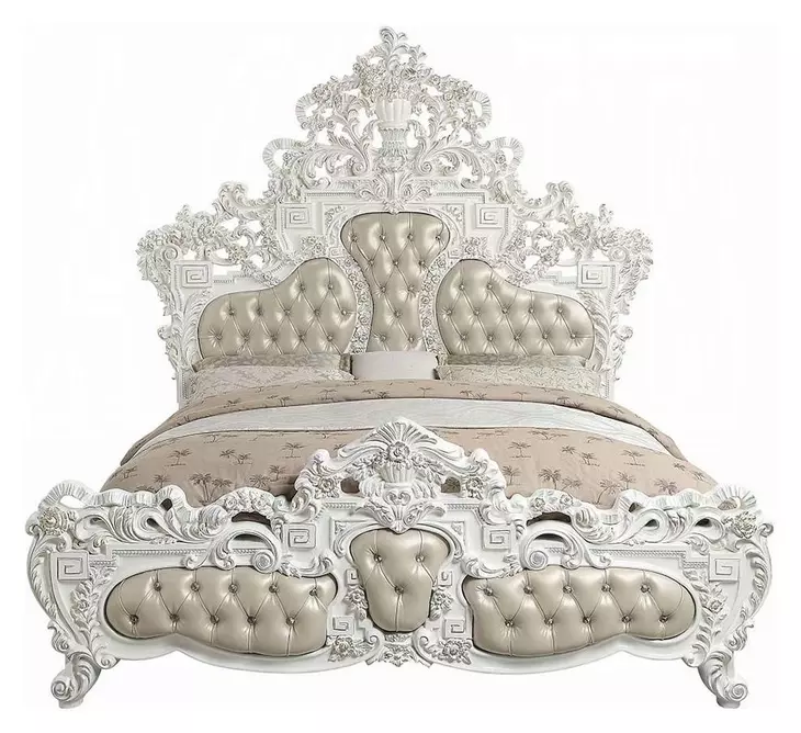 Vanaheim Beige and Antique White Upholstered Panel Bedroom Set