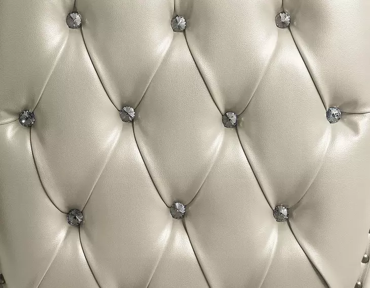Vanaheim Beige and Antique White King Upholstered Panel Bed